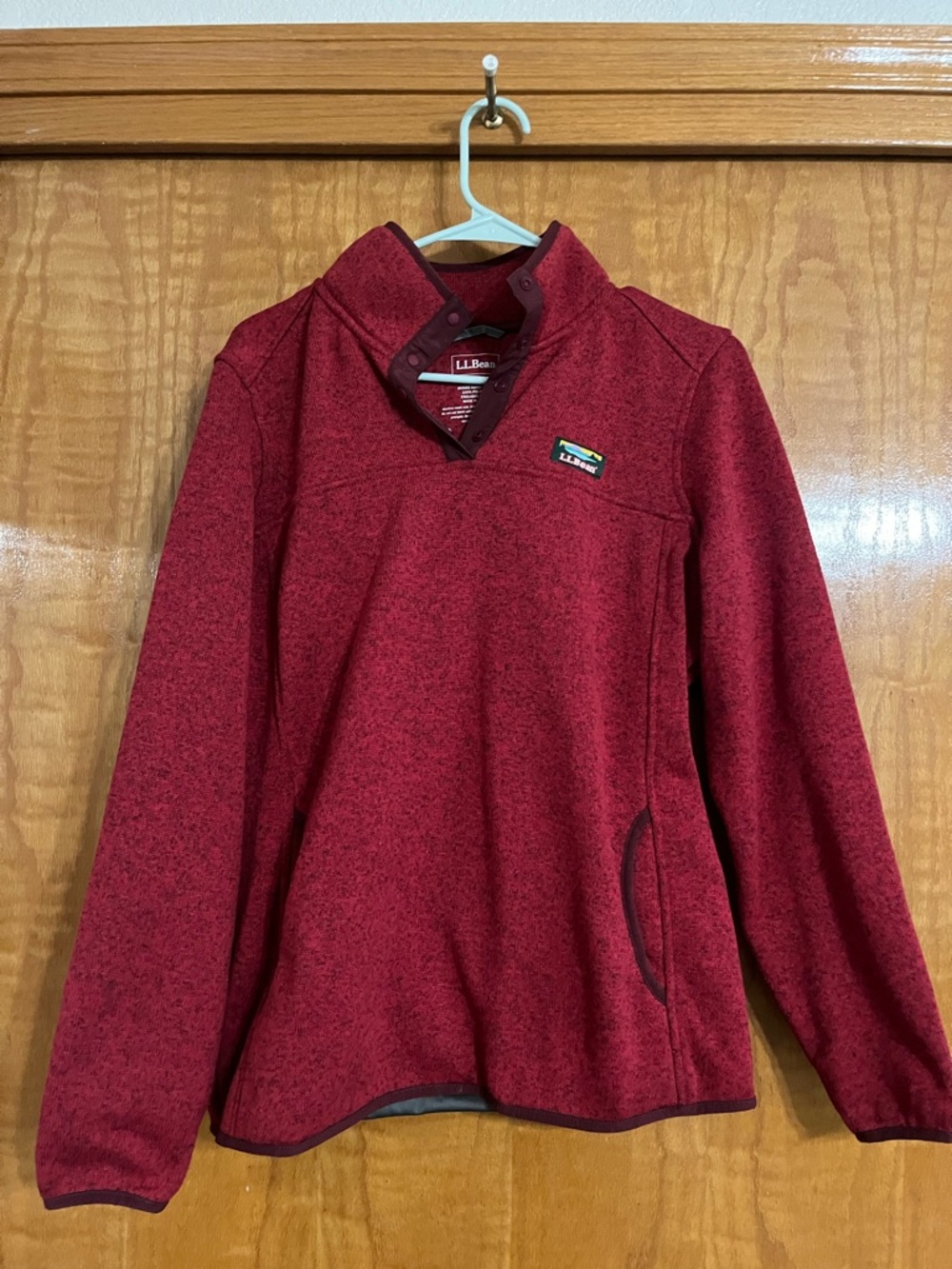 L.L. Bean Women's Maroon Snap-Front Cowl Pullover